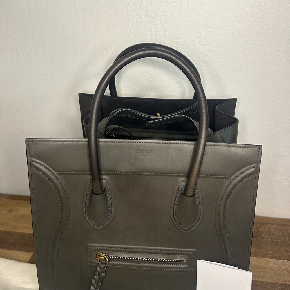 Celine Dark Gray Leather Tote - Picture 4 of 11